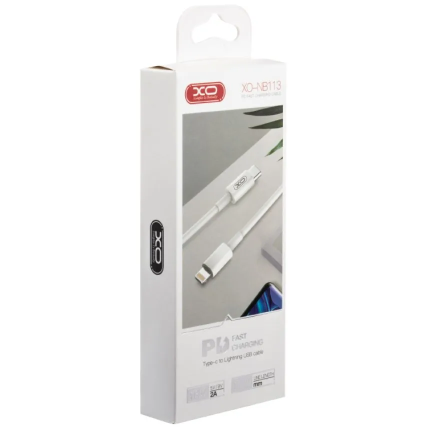 Кабель USB Type-C to Lightning XO Силіконовий 1м Білий 18W 2A