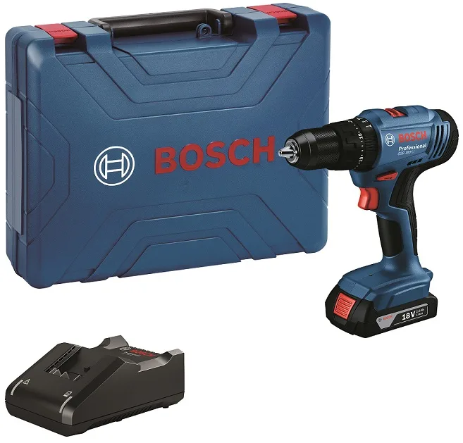 Акумуляторний ударний шурупокрут-дриль Bosch Professional GSB 183-LI 18В 1х2А·год 21-56Нм 374-1815об/хв з кейсом.