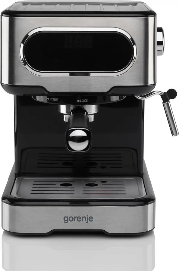 Кавоварка Gorenje ріжкова 1.5л, для меленої кави, з ручним капучинатором, з нержавіючої сталі.