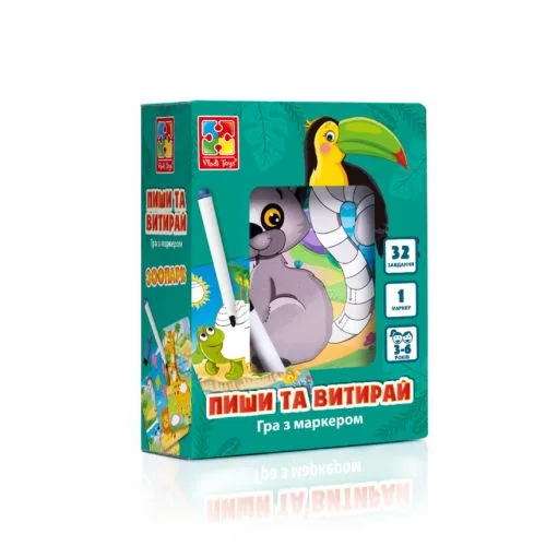 Гра з маркером Vladi Toys Пиши та стирай Зоопарк для дітей 3-5 років