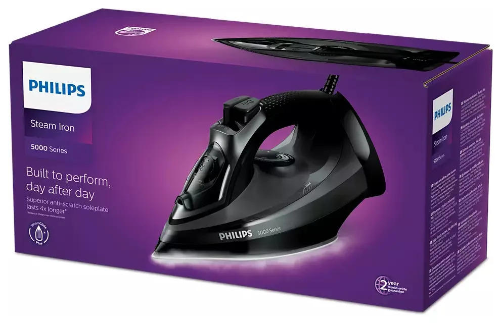 Праска з подачею пари Philips 2600 Вт SteamGlide Plus Чорна 320 мл