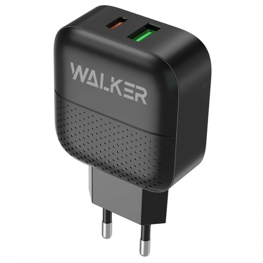 Мережевий зарядний пристрій WALKER пластик 72х51х26 мм чорний