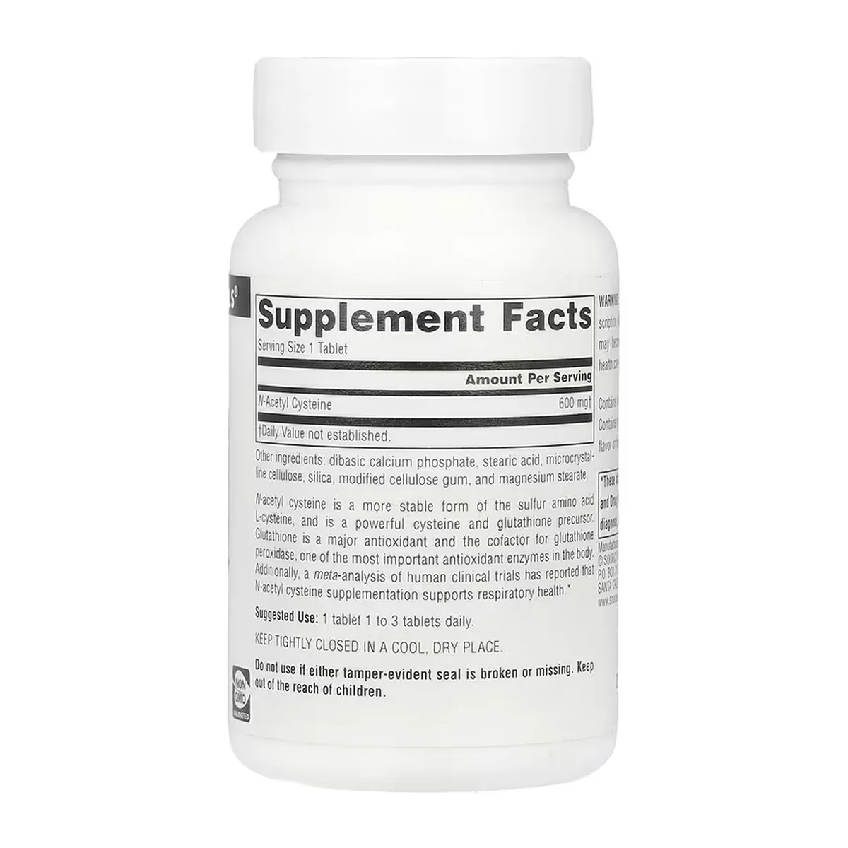 N-Aцетилцистеїн 600мг Source Naturals 60 табл Антиоксидантна підтримка
