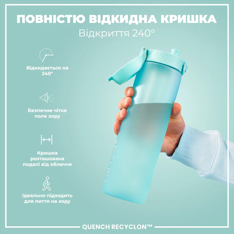Пляшка для води ION8 Recyclon 1000 мл Блакитна BPA Free