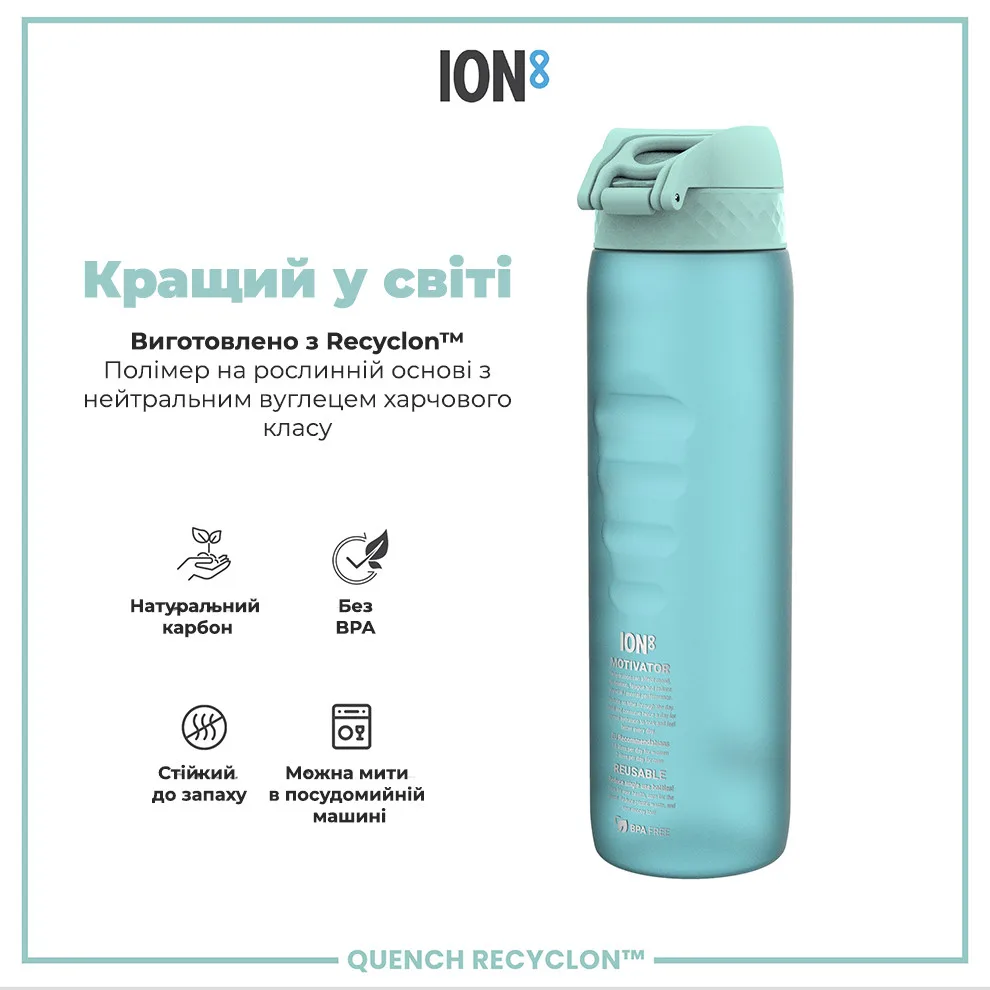 Пляшка для води ION8 Recyclon 1000 мл Блакитна BPA Free