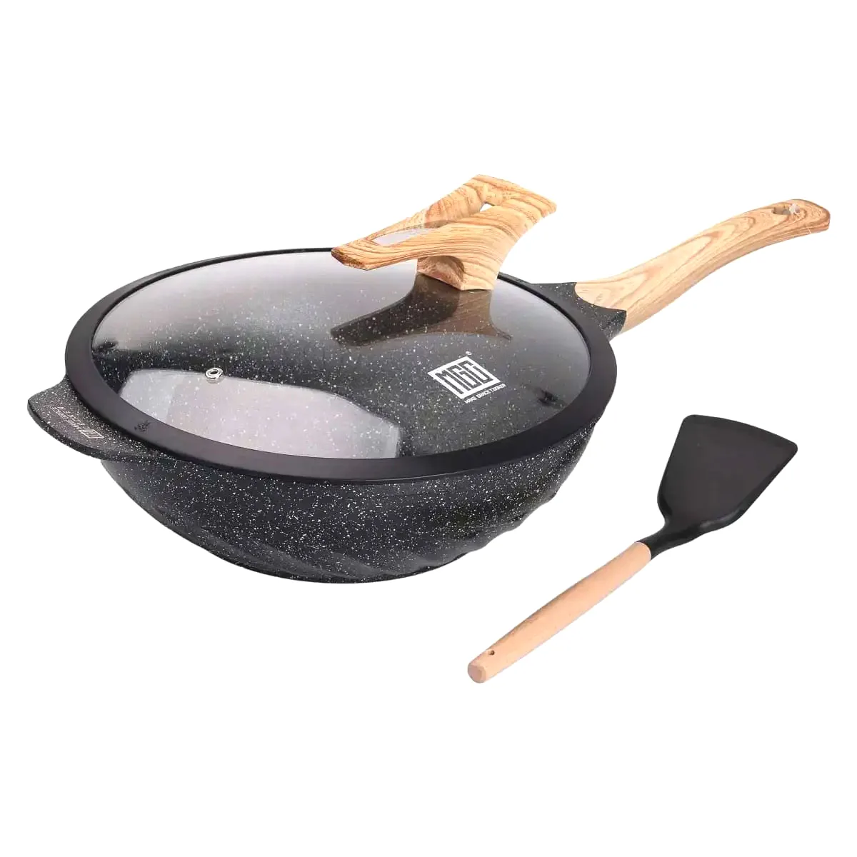 Алюмінієва сковорода MGC 32 см 5,8 л з мраморовим антипригарним покриттям чорна