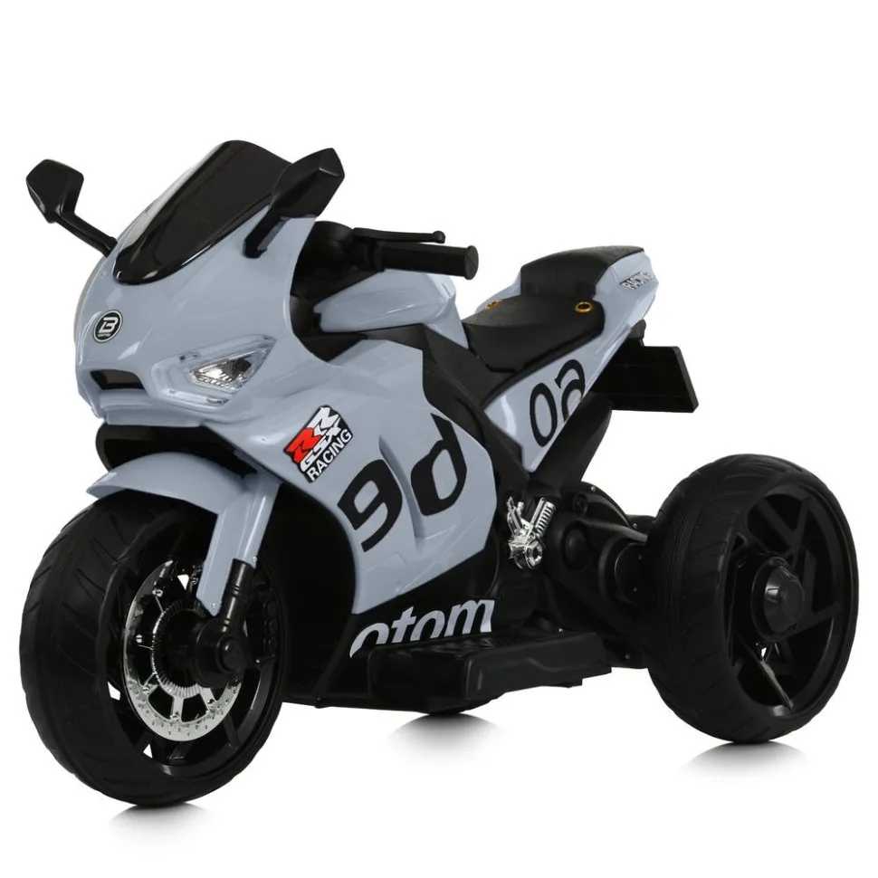 Дитячий електромобіль мотоцикл Bambi Racer екокожа 96 см чорний