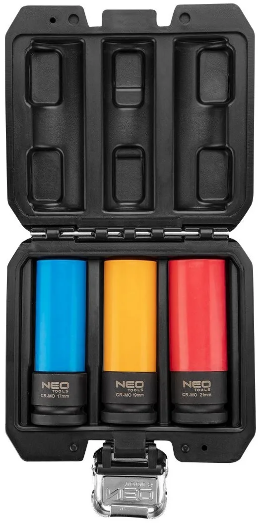 Набір торцевих насадок Neo Tools сталь 1/2" 17 19 21 мм 3 шт