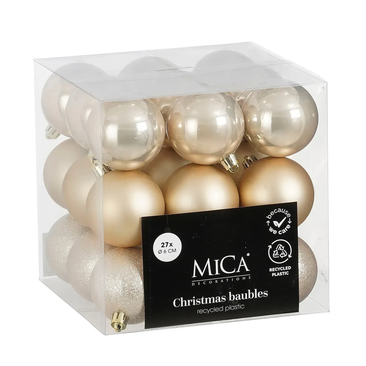 Елочные шары Mica Decorations пластиковые 6 см кремовые 27 шт