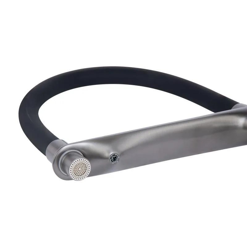Смеситель для кухни Qtap Vlasta New гибкий излив латунь 474 мм Gunmetal Black
