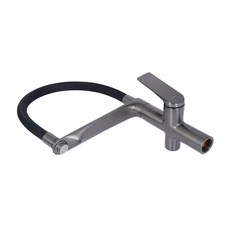 Смеситель для кухни Qtap Vlasta New гибкий излив латунь 474 мм Gunmetal Black