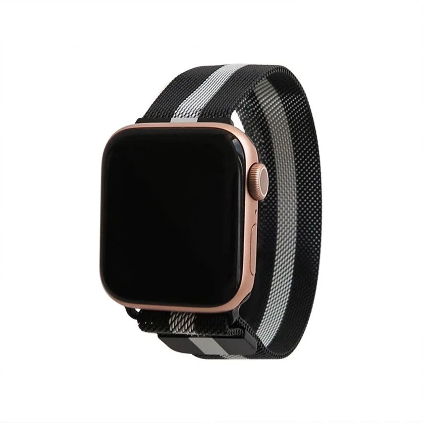 Ремінець міланська петля Apple метал 38-40 мм чорний сірий