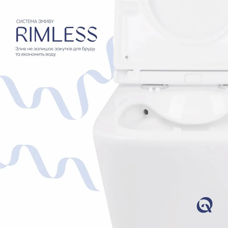 Підвісний унітаз безобідковий Qtap Tern Rimless кераміка 490x340x350 мм білий