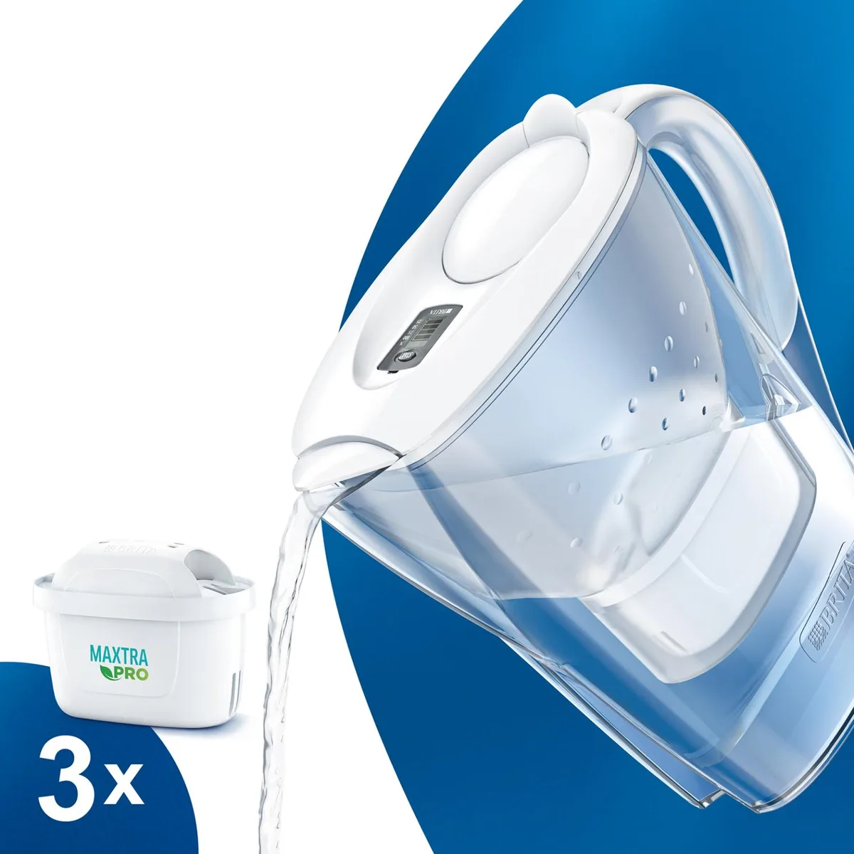 Фильтровальный кувшин Brita Marella XL Memo MXPro 35л (2л чистой воды) с белыми фильтр-картриджами (3 шт)