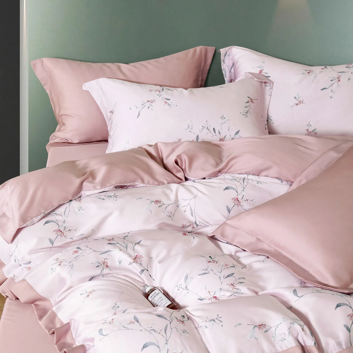 Євро комплект постільної білизни Home Line Сатин 240х260 Рожевий