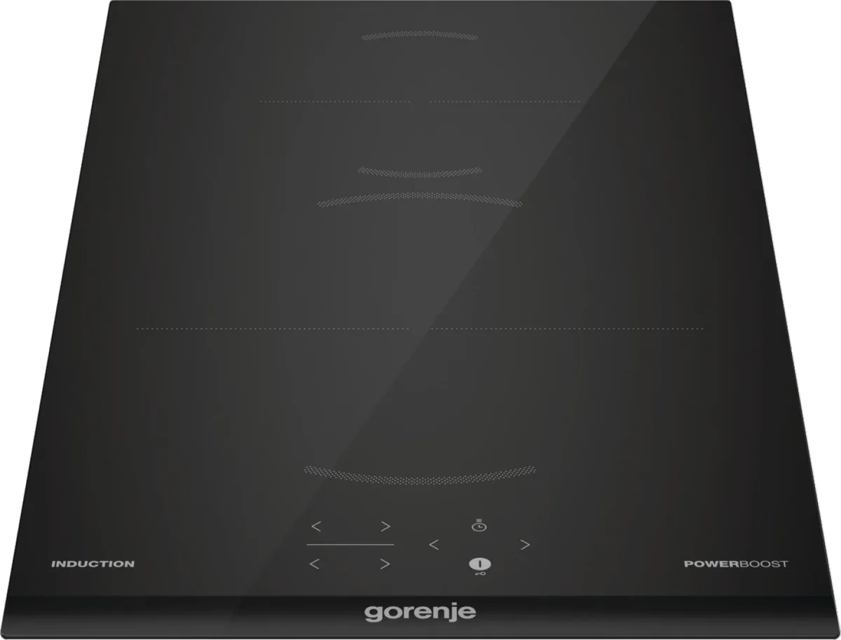 Індукційна варильна панель Gorenje, 30 см, Доміно, з функцією PowerBoost та сенсорним керуванням, чорна, з комбінованими конфоркам