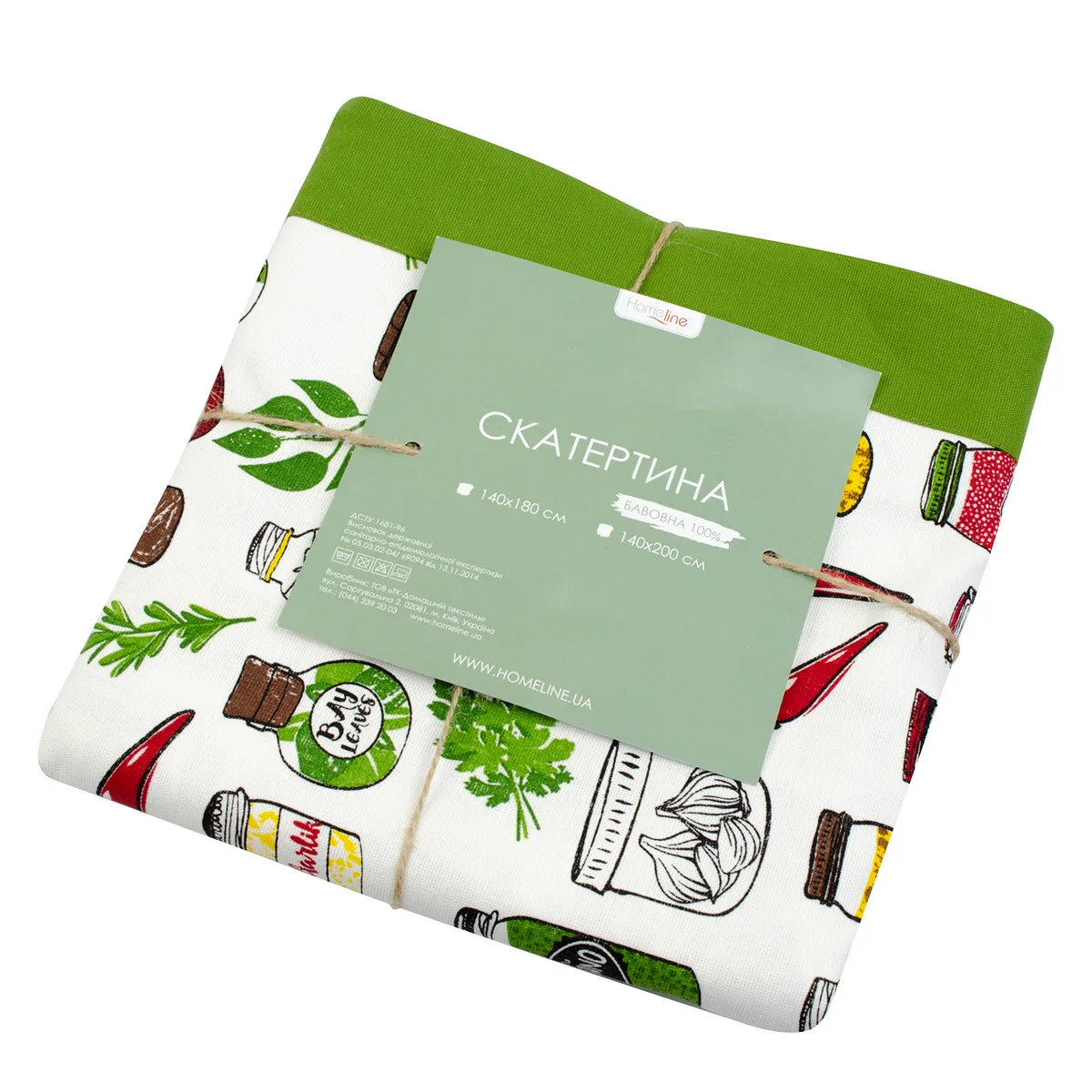 Скатерть Home Line Полупанама 140х220 см Зеленый