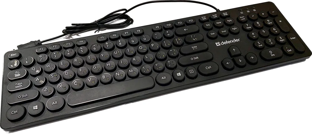 Клавіатура Defender Дротова USB Мембранна 465х150х30 мм Чорна