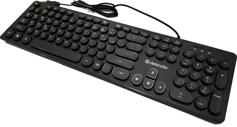Клавіатура Defender Дротова USB Мембранна 465х150х30 мм Чорна