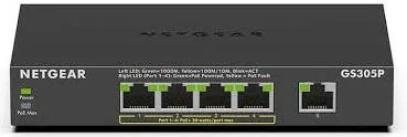 Комутатор NETGEAR GS305P 5xGE (4xPoE), 63Вт, Некерований