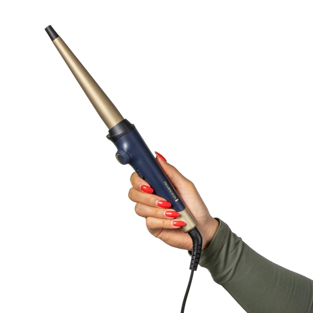 Конусная плойка Remington Sapphire Luxe, диаметр 13-25 мм, температурный режим 130-200°C, в комплекте с чехлом, керамическое покрытие, сапфировый