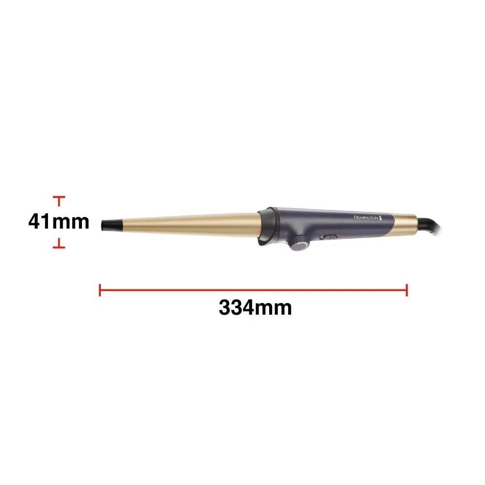 Конусная плойка Remington Sapphire Luxe, диаметр 13-25 мм, температурный режим 130-200°C, в комплекте с чехлом, керамическое покрытие, сапфировый