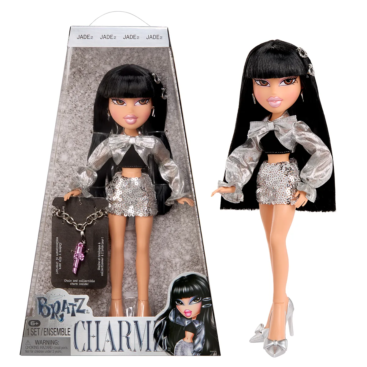Ігровий набір з лялькою Bratz Charmz комбіновані матеріали 27 см металевий колір