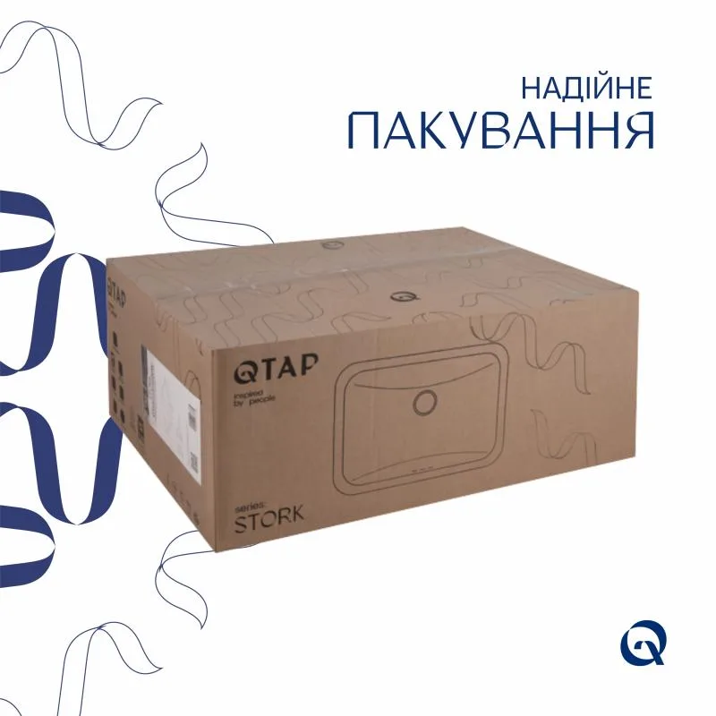 Раковина Qtap Stork прямокутна врізна 535x365 мм керамічна біла