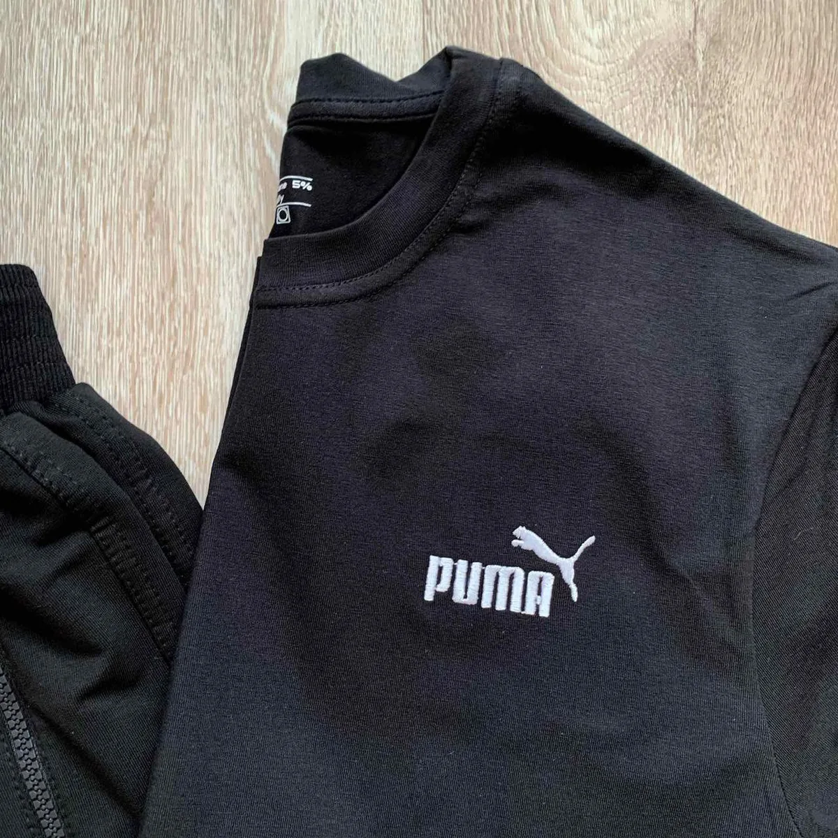 Літній чоловічий спортивний костюм футболка шорти двонитка 95% Cotton 5% Elastan чорний
