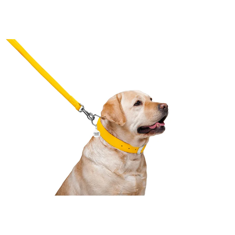 Поводок WAUDOG Glamour кожаный 25х122 см желтый