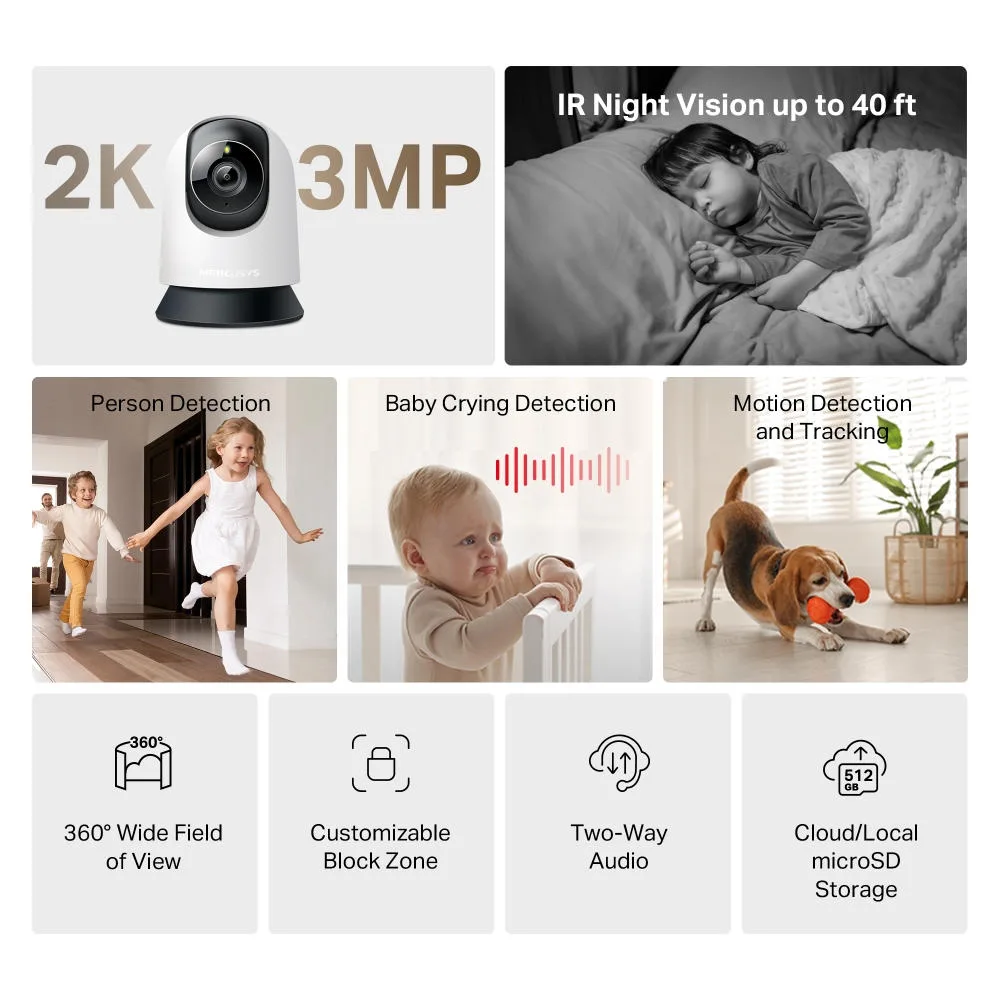 IP-Камера MERCUSYS MC210 3MP N300 microSD motion detection