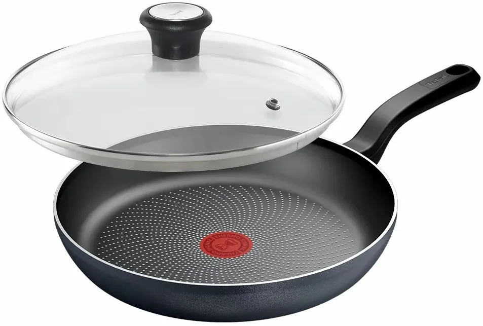 Сковорода Tefal алюмінієва 28 см чорна з кришкою