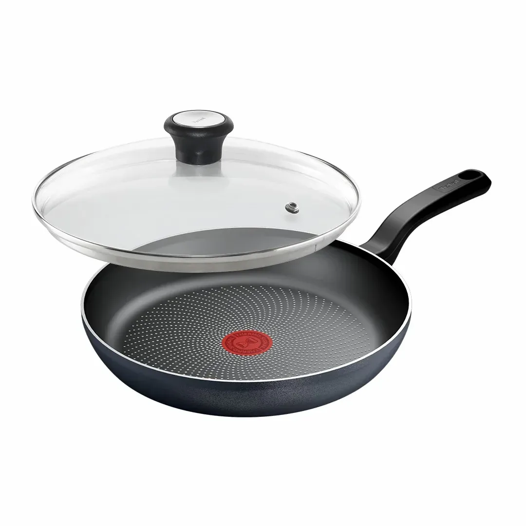Сковорода Tefal алюмінієва 28 см чорна з кришкою