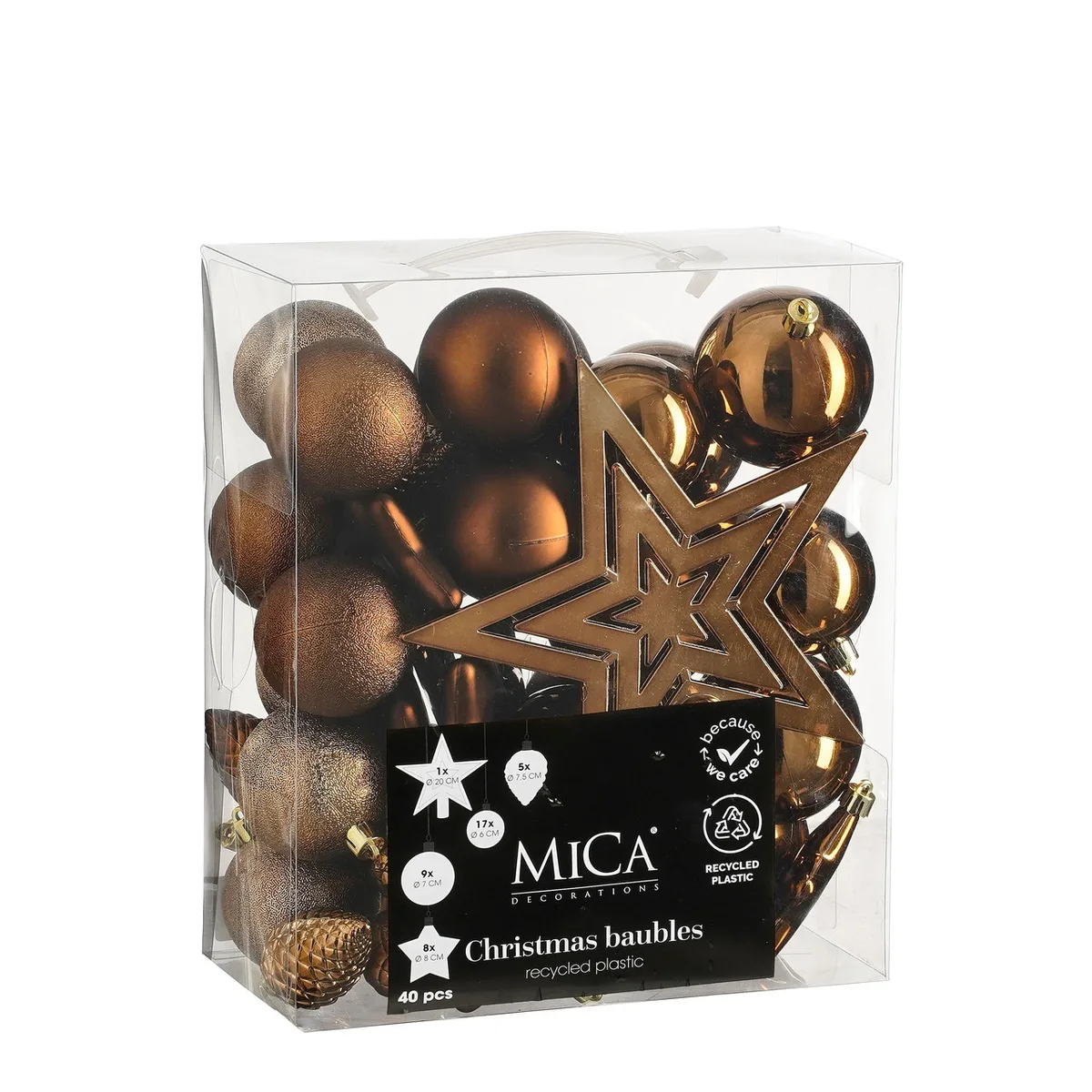 Ялинкові пластикові кулі Mica Decorations 40 шт 6-8 см шоколад