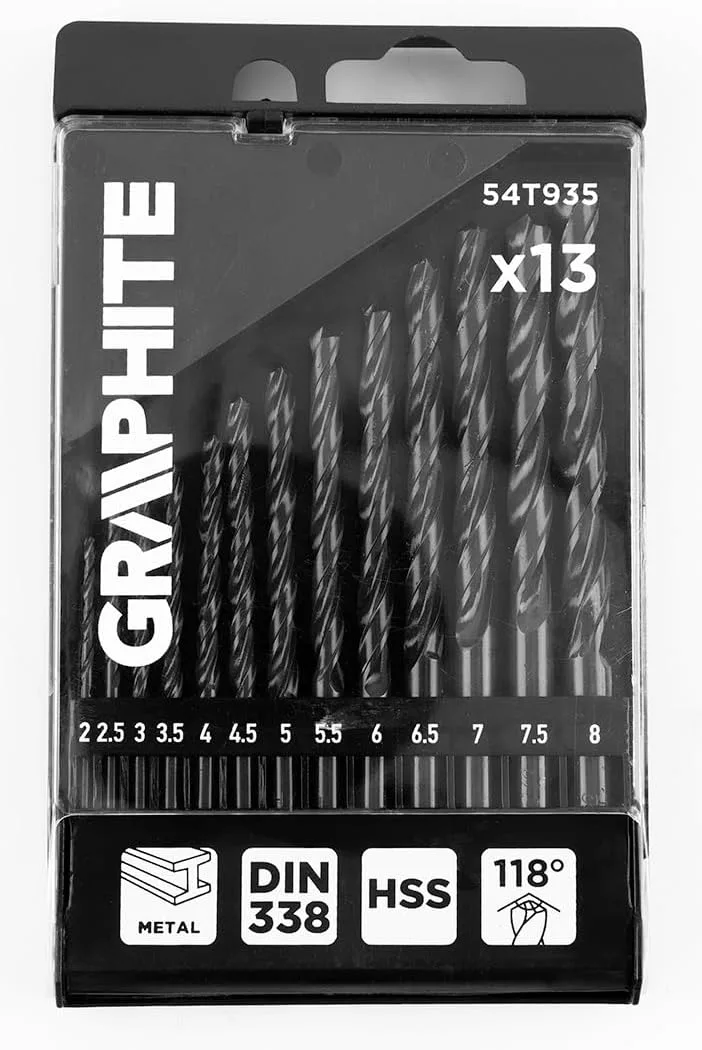 Набір свердел по металу GRAPHITE HSS 2-8 мм 13 шт кейс