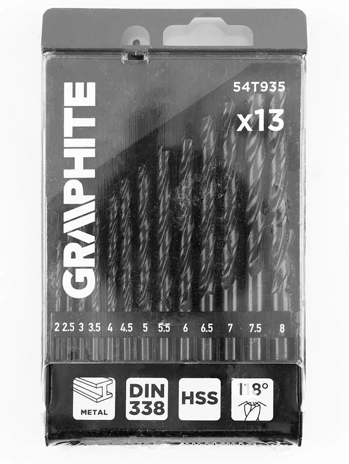 Набір свердел по металу GRAPHITE HSS 2-8 мм 13 шт кейс