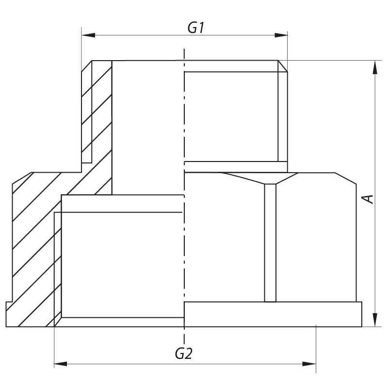 Перехідник Koer латунний 1 1/2" x 2" нікельований сталевий
