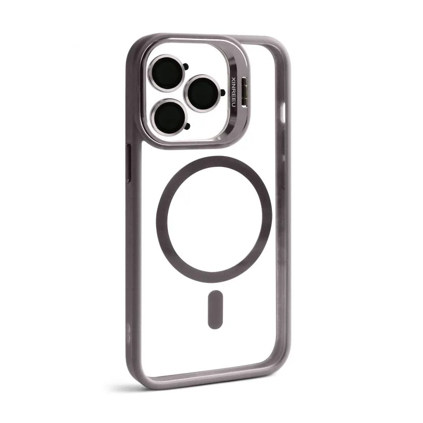 Чохол MagSafe для iPhone 13 Pro силікон light grey з підставкою та захистом для камер
