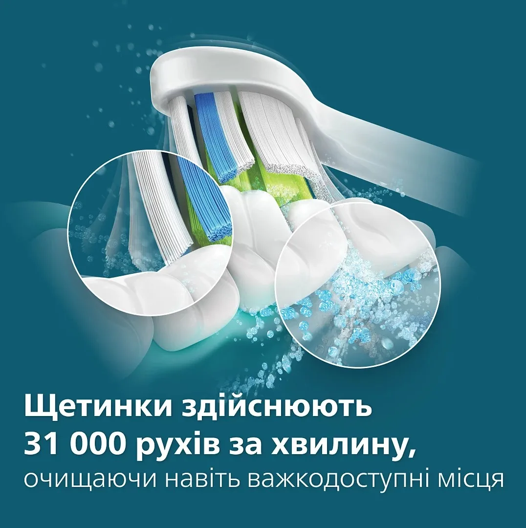 Електрична зубна щітка Philips Sonicare 4100 Series, 31 тис. коливань/хв, 1 насадка, зелений колір.