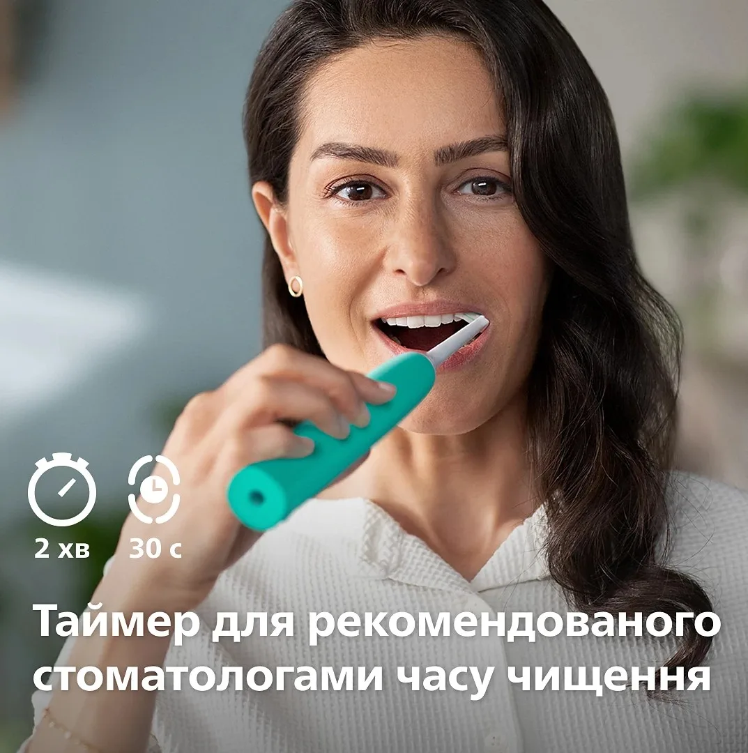 Електрична зубна щітка Philips Sonicare 4100 Series, 31 тис. коливань/хв, 1 насадка, зелений колір.