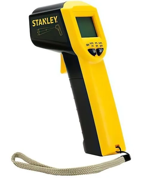 Безконтактний пірометр Stanley з діапазоном температур -38...+520°С, вага 0.28 кг.