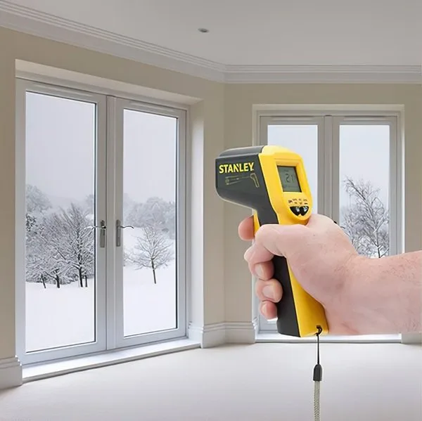 Безконтактний пірометр Stanley з діапазоном температур -38...+520°С, вага 0.28 кг.