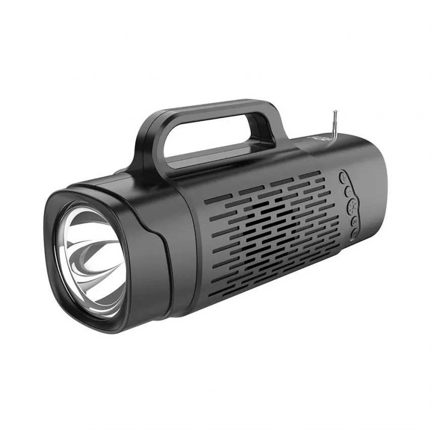 Портативна колонка Bluetooth 8W ABS 333х160х126 мм Чорна з підсвічуванням і ліхтарем