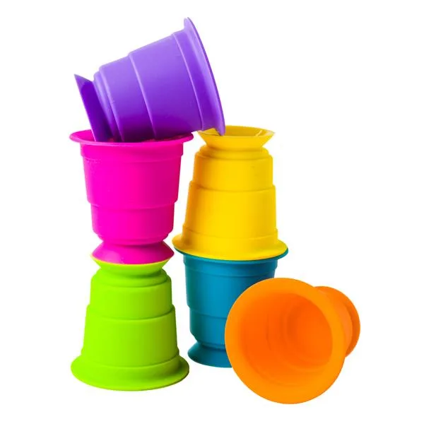 Тактильная игрушка Fat Brain Toys Силиконовые чашки 6 штук Разноцветные