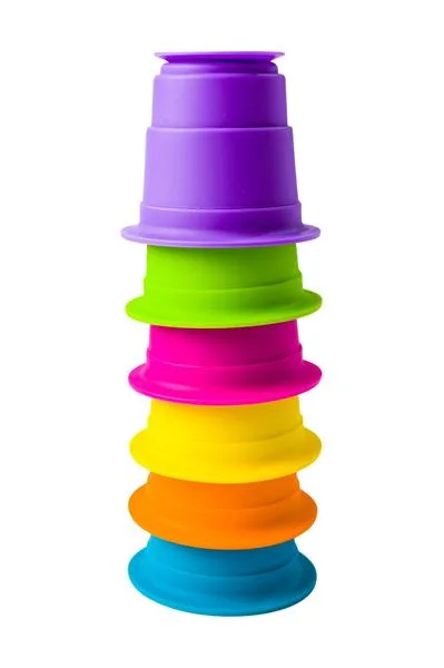 Тактильная игрушка Fat Brain Toys Силиконовые чашки 6 штук Разноцветные
