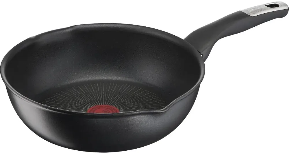 Глибока сковорода Tefal Unlimited, 22 см, алюмінієва, з бакелітовою ручкою, чорного кольору.