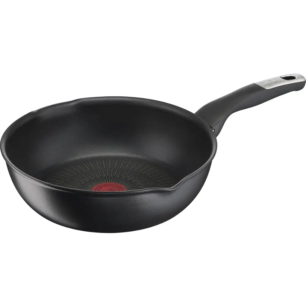 Глибока сковорода Tefal Unlimited, 22 см, алюмінієва, з бакелітовою ручкою, чорного кольору.