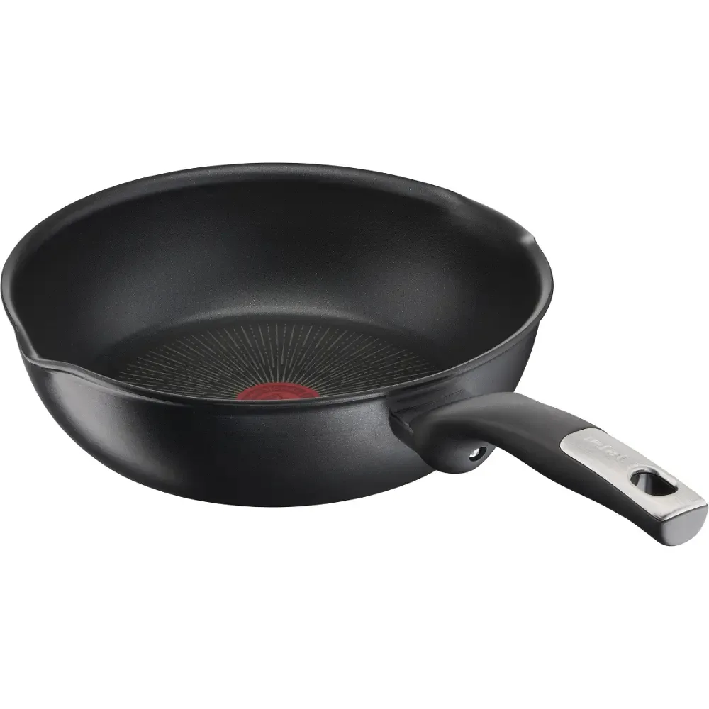 Глибока сковорода Tefal Unlimited, 22 см, алюмінієва, з бакелітовою ручкою, чорного кольору.