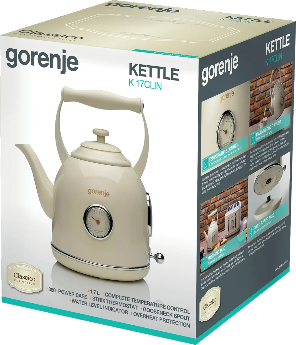 Электрочайник Gorenje 1,7 л Пластик Металл Бежевый 1850-2000 Вт