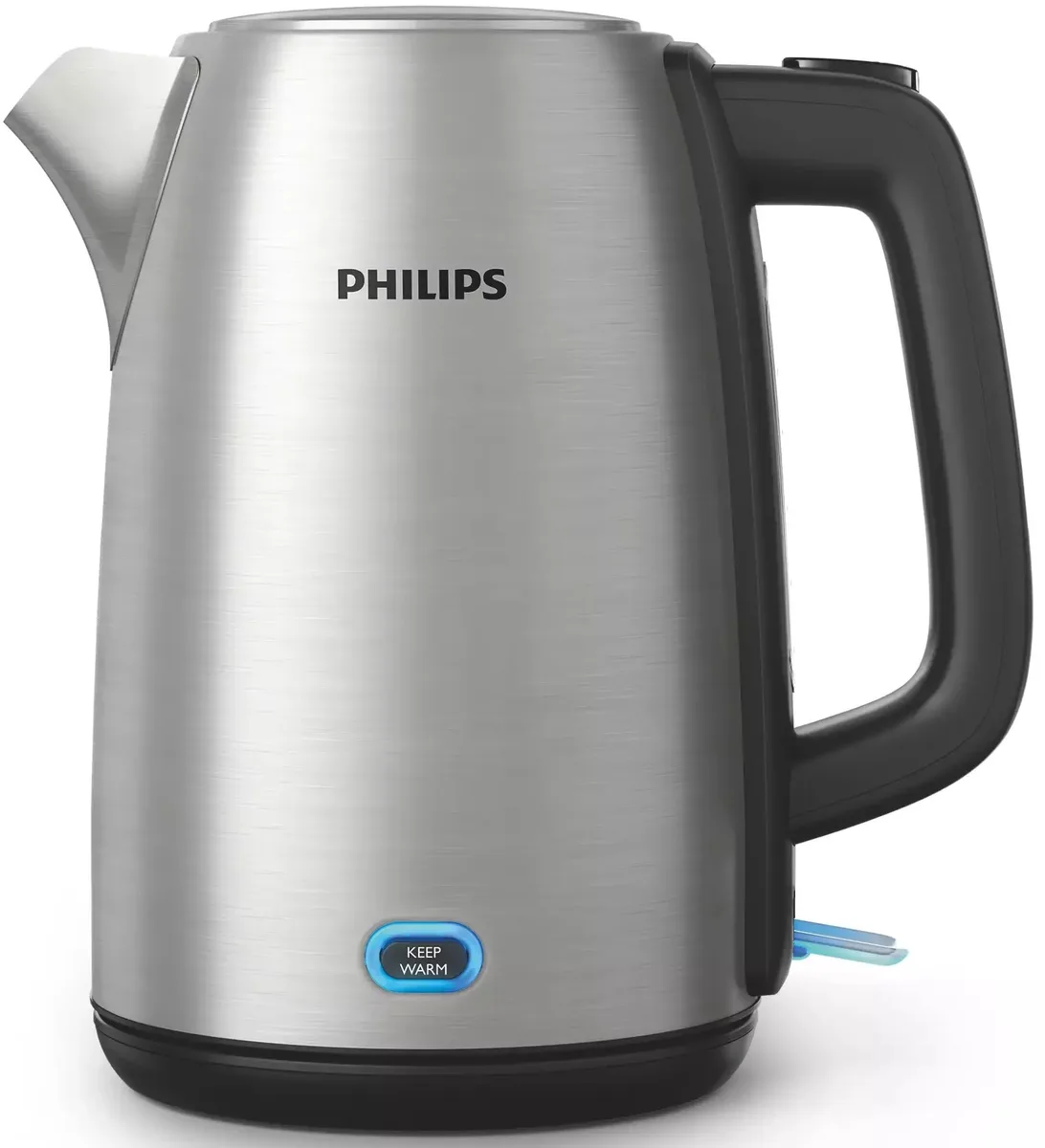 Электрочайник Philips Viva Series 17л с подсветкой LED, серебристый с черными элементами.